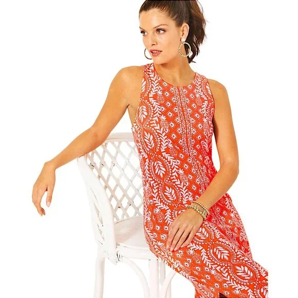 Lilly Pulitzer Ulla Maxi Dress in Flamingo Feather/Harbour View NWT - Size Large - Picture 4 of 9